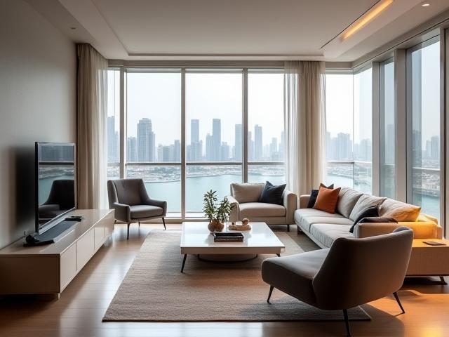 Sleek furniture for a modern apartment in Dubai Marina