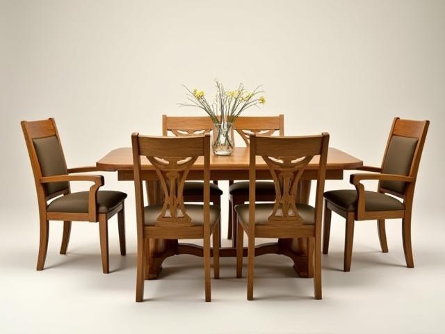 Handcrafted solid oak dining table and chairs