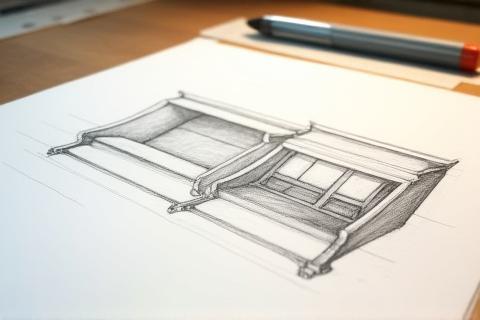 Detailed sketch of a custom furniture piece