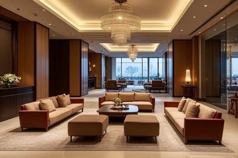 Elegant custom furniture in a modern hotel lobby