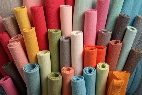 Assortment of colorful upholstery fabric samples