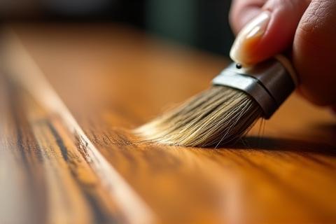 Close-up of a craftsman applying a fine wood finish